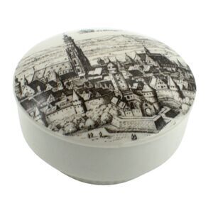 Vintage German Porcelain Trinket Box w/ Lid Altenkunstadt Nordlingen City Scene